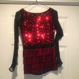 Weissman Black and Red Sequin Dance Costume